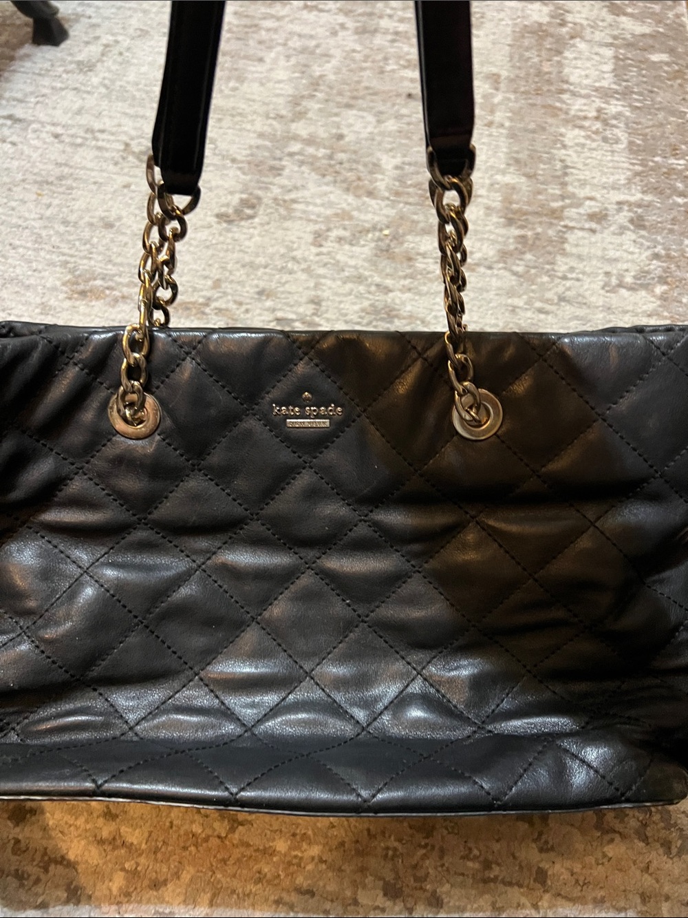 Authentic Kate Spade Black Quilted Leather Chain-Handle Shoulder Bag